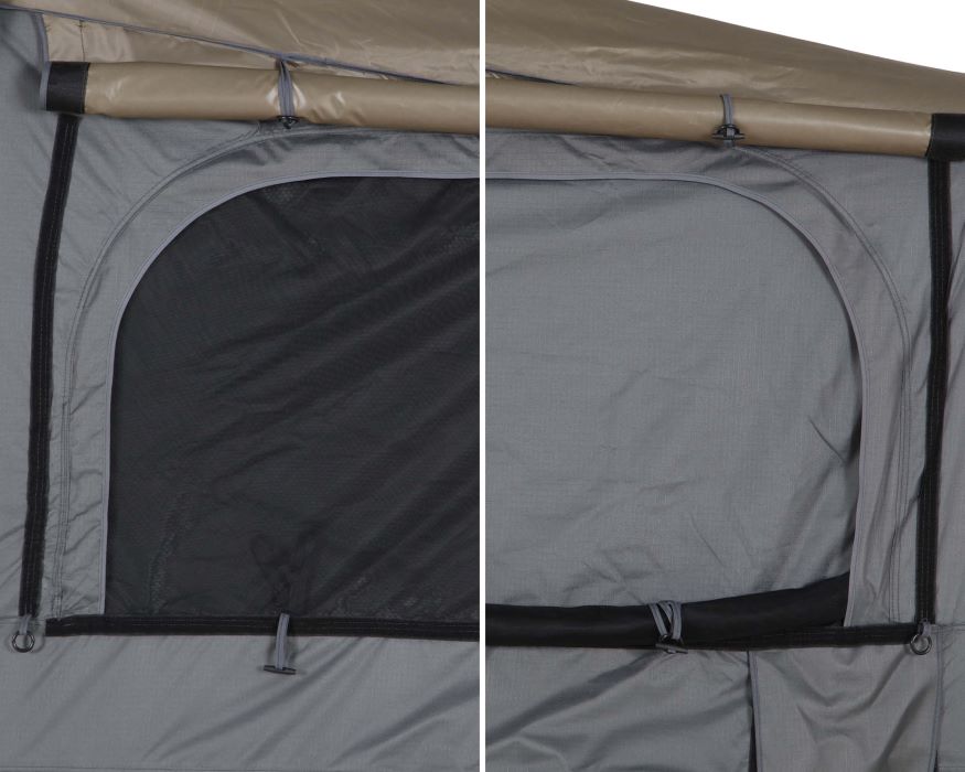 HD Bushveld 4 - Cantilever Hard Shell Roof Top Tent 4 Person, Grey Body & Green Rainfly