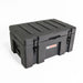 Image of a closed grey 23ZERO storage box with black latches and side handles, angled front and side view on a white background.