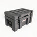 Image of a closed grey 23ZERO storage box with black latches and side handles, angled front and side view on a white background.