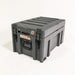 Image of a dark gray 23ZERO storage box with black latches and handle, angled front and side view on a white background.