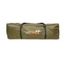 Image of the 23ZERO Armadillo A2 Plus rooftop tent annex room packed and zipped inside its long, olive-green bag with black carrying straps. The 23ZERO logo is visible on the side of the bag in orange lettering
