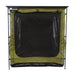 
Image of a 23ZERO Bushman 78 Awning with the optional awning room attached, on a white background. The front view shows the green fabric room with two large black mesh windows