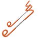 Image of 23ZERO universal 2-way lantern hook set with orange coated steel hooks and adjustable silver shafts, angled top view on white background.