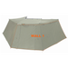 Image of the 23ZERO Peregrine 270-degree wing awning with the optional Wall 1 kit installed, shown as a side view. The wall panel is made of green canvas and zips onto the awning to create an enclosed space