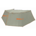 Image of the 23ZERO Peregrine 270-degree wing awning fully enclosed with the optional zip-on wall kit, showcasing both Wall 1 and Wall 2 sections, providing a sheltered outdoor area for camping or overlanding