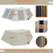 Image showcasing "ZIPPER COMPATIBILITY" between Deluxe and Traditional Awning Walls. The top section displays a Peregrine Awning with "Deluxe Walls" featuring windows and a close-up of a "VISION ZIPPER." The bottom section shows an awning with "Traditional Walls" and a close-up of a "COIL ZIPPER," with a "NOT COMPATIBLE" label between the zipper types