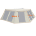 Image of the 23ZERO Peregrine 270 Deluxe Wall Set for an awning, fully set up with a dashed orange outline highlighting the separate wall sections. The walls are a khaki color with large black mesh windows and a zippered door, with "WALL 1" and "WALL 2" labeled in large orange text