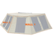 Image of the 23ZERO Peregrine 270 Deluxe Wall Set for an awning, fully set up with a dashed orange outline highlighting the separate wall sections. The walls are a khaki color with large black mesh windows and a zippered door, with "WALL 1" and "WALL 2" labeled in large orange text