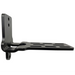Image of single black metal mounting bracket with slotted base plate and mounting holes, powder-coated steel construction shown in side profile, angled view on a white background.