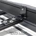 Image of a close-up of the heavy-duty, black "L" shaped aluminum mounting bracket for the 23ZERO Peregrine 180 Compact Awning. The bracket is secured with multiple bolts to a roof rack, highlighting its robust construction