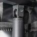 Close-up image of ball socket joint on Peregrine Pro 5-arm awning, black frame and joint detail on a textured background