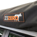 Close-up image of 23ZERO logo on Peregrine Pro 5-arm awning cover, black fabric with orange logo, detailed shot on white background