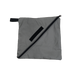 Image of 23ZERO upcycled soft shell repair material storage bag in grey fabric with black diagonal zipper and carry strap, front view on white background.