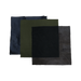 Image of 23ZERO soft shell repair material fabric panels in assorted colors including navy, olive green, black and grey, layered square swatches displayed on white background.