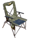 Image of a 23ZERO Tasman Chair, a green folding camp chair with a high back and black mesh seat. The chair features a cup holder and is shown from an angled front view