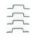Image of four silver steel Z-shaped mounting brackets with slotted end holes, side profile view aligned vertically on white background.