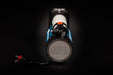 Image of an ARB Brushless 12V Air Compressor, blue and silver, viewed from the front on a black background, showcasing the intake grill