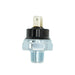 Image of a silver and black oil pressure switch with a threaded bottom and two spade terminals on top, centered on a white background