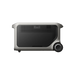 Image of Anker SOLIX F3000 portable power station showing rear ventilation panel and rugged gray casing with integrated wheels, rectangular low-profile design, straight-on rear view on transparent background.