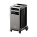 Image of Anker SOLIX F3800 Plus portable power station with integrated wheels and top carry handles, angled front and side view showing digital display and multiple power outlets on a black background.