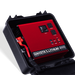 Image of an open Dakota Lithium Powerbox 135 revealing a red 2000W Pure Sine Wave Inverter with display, AC outputs, and USB ports, angled top-down view on a dark background