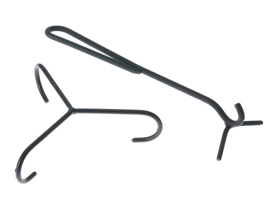Image of two GSI Dutch oven lid lifter tools with loop handles and hooked ends, angled top view on white background.
