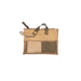 Image of Gear Aid micro terry washcloth kit storage pouch with mesh front and carry handle, tan fabric with zipper closure, front view on white background.