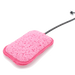 Image of Geyser Systems pink scrub sponge attachment with porous texture and black hose connection, angled close-up view on white background.