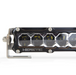 Image of a Heretic brand LED light bar with a black housing and multiple individual LED lights, showing a close-up of the light array and part of the mounting bracket, set against a white background