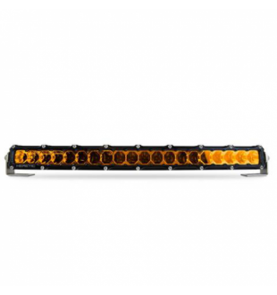 Image of a Heretic 6 Series Light Bar with amber lenses, front view on a white background. The light bar is black with stainless steel mounts on each side and features 24 individual amber LEDs