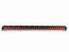 Image of a Heretic 6 Series Light Bar with red lenses, front view on a white background. The light bar is black with stainless steel mounts and features 24 individual red LEDs