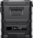 Image of the front panel of an ICECO portable refrigerator/freezer in black, showing the digital display with temperature and battery readings, control buttons, and various ports, highlighting its functional interface