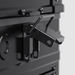 Image of a close-up of a heavy-duty, black metal latch on an ICECO portable refrigerator/freezer, showing its robust construction and mechanism for securing the lid