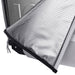 A close-up image showing the reflective, silver interior lining of the ICECO APL55 portable refrigerator/freezer's protective cover, with a black trim and white stitching visible