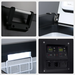 A four-panel image showcasing features of an ICECO portable refrigerator, including a close-up of the handle, the lid's hinge mechanism, the interior LED light and wire basket, and the dual-zone digital control panel displaying "41" and "63" for left and right zone temperatures respectively