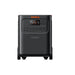 Image of Jackery HomePower 3600 Plus portable power station with black casing and front control panel featuring LCD display and multiple outlets, straight-on front view on white background.