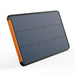 Image of Jackery SolarSaga 100 Prime portable solar panel with slim black frame and orange side accent, rigid rectangular panel surface, angled front and side view on white background.