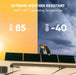 Image of Jackery SolarSaga 100 Prime solar panels mounted on a vehicle roof demonstrating extreme weather resistance, black panels shown in hot and cold climate graphic, angled side view in outdoor setting.