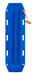 Top-down image of a single blue Maxtrax recovery board, featuring its textured surface, handholds, and an attached orange leash, on a light gray background.