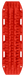 Image of red MAXTRAX MKII recovery traction board with raised cleats and integrated carry handles, top-down view on white background.