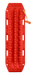 Image of red MAXTRAX MKII recovery traction board with raised cleats, integrated carry handles, and orange leash strap, top-down view on white background.