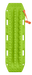 Top-down image of a single lime green Maxtrax recovery board, featuring its textured surface, handholds, and an attached orange leash, on a light gray background.