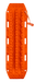 Top-down image of a single orange Maxtrax recovery board, featuring its textured surface, handholds, and an attached orange leash, on a light gray background.