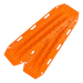 Image of two bright orange recovery traction boards, side-by-side with textured surfaces and handholds, on a light gray background.