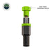 Image of a single Up Down Air tire deflator with a green hexagonal top and an adjustable threaded body showing PSI markings, labeled "EASY TWIST HEXAGONAL DESIGN", on a white background with the "Overland Vehicle Systems" logo.