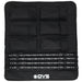 Image of OVS 4-piece universal LED light kit organized in a black roll-up storage panel with multiple pockets and secured LED light bars, top-down view on a white background.