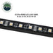 Image of OVS universal RGBW LED light bar close-up showing internal LED chips and circuitry inside black housing, detailed angled view on a white background.