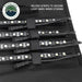Image of OVS universal LED light bars secured with Velcro straps inside a black roll-up storage panel, close-up view showing organized cable and light storage on a white background.