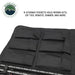 Image of OVS universal LED light kit roll-up organizer showing six storage pockets for wiring, remote, and accessories, top-down close-up view on a white background.