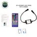 Image of OVS universal LED light kit accessories including RGBW remote controller, LED dimmer, wiring connectors, and adhesive pads, displayed in a product layout on a white background.